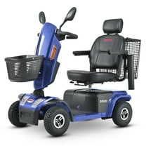Secure 4-Wheel Adjustable Mobility Scooter with Charger, Blue, 350 lb Limit