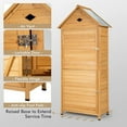 thumbnail image 6 of Wooden Storage Shed, Outdoor Storage Cabinet with 4 Shelves and Pitched Galvanized Sheet Roof, Lockable Garden Shed, Outside Tool Shed for Patio Yard Lawn Outdoor Storage Cabinet with Shelf, Wood & Me, 6 of 7
