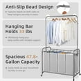 thumbnail image 3 of Portable Laundry Sorter with Hanging Bar, 4 Section Rolling Cart, 181L Capacity, Removable Bags, Lockable Wheels, 3 of 8