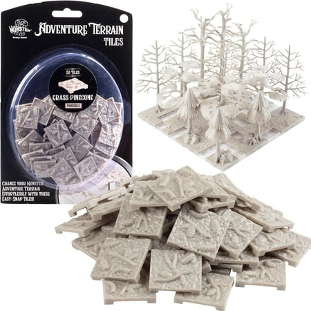 Monster Adventure Terrain- 50pc Grass Pinecone Tile Expansion Pack- Paintable 1x1" Tile Set- Easy Snap Creates Amazing Tabletop Terrain in Minutes
