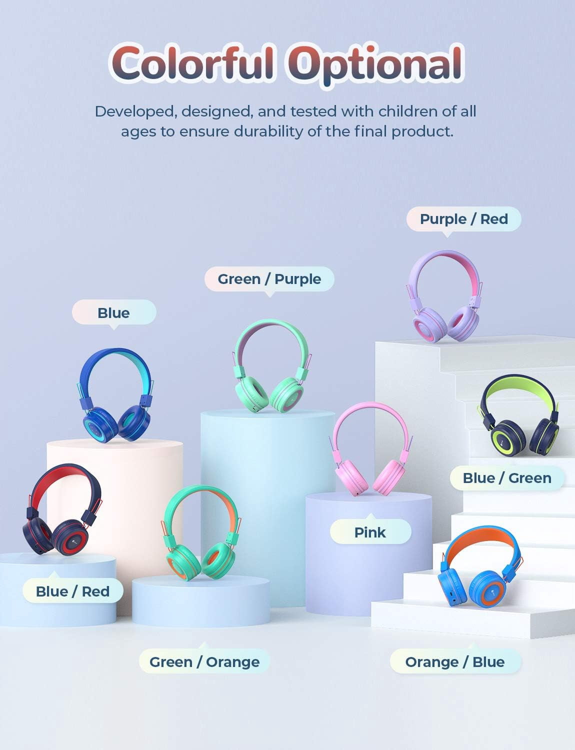 Wireless Bluetooth Cat Ear Headset with Microphone 7-color LED Light Flashing on-ear Stereo Headset