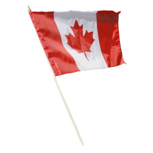 Canada Canadian Large 12 X 18 Inch Country Stick Flag Banner on a 2 Foot Wooden Stick .. Great Quality Polyester ... New