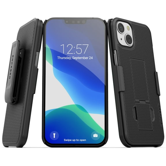 Encased DuraClip Designed for iPhone 13 Mini Belt Clip Case (2021) Slim Phone Cover with Holster - Black