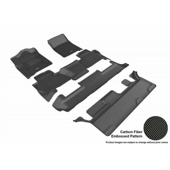 3D MAXpider 2015-2020 Fits Chevrolet Tahoe 1st Row 2nd Row 3rd Row Kagu Carbon Fiber Embossed Pattern Black Floor Mat L1CH06201509
