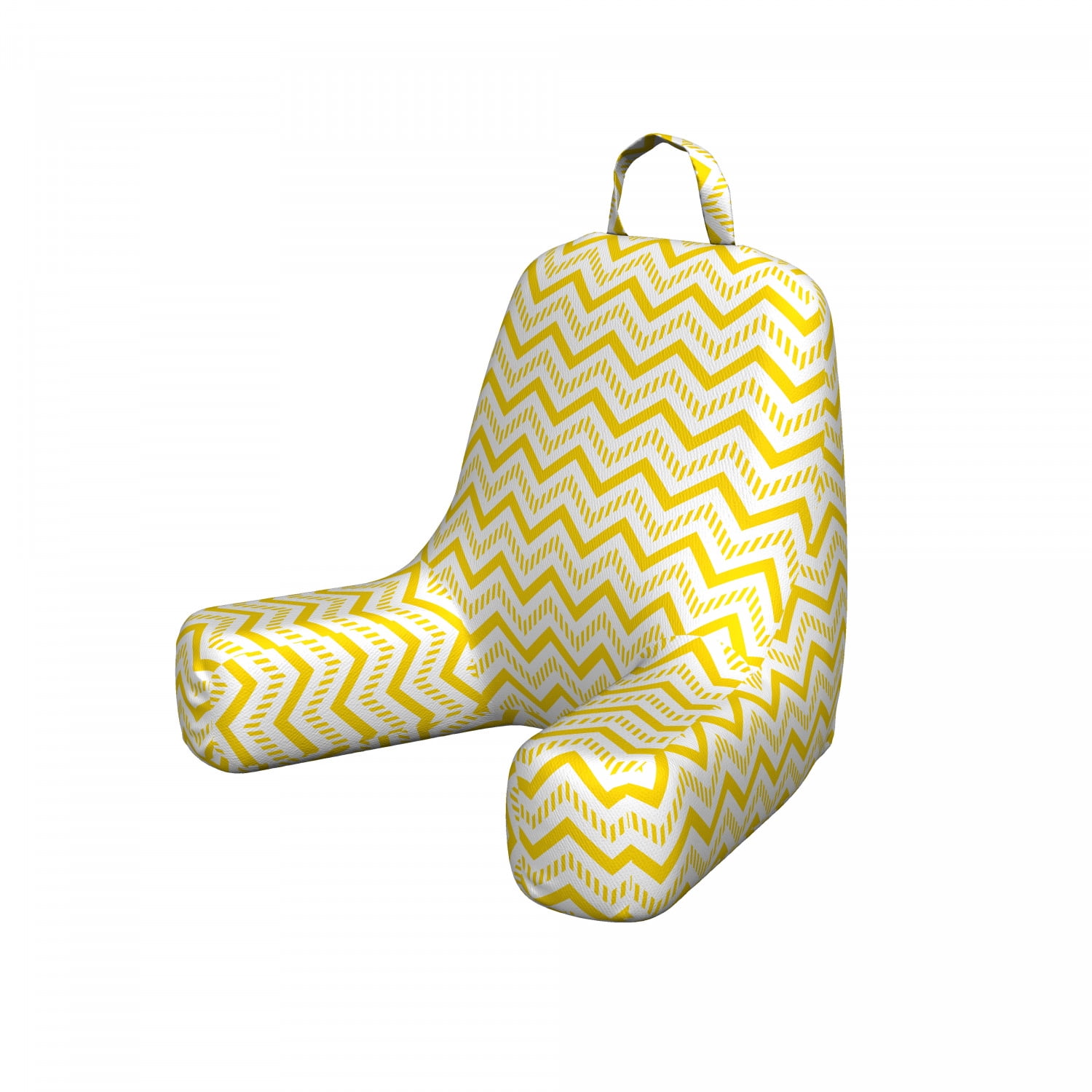Yellow Reading Pillow, Chevron Abstract Zig Zag Pattern Striped Cool
