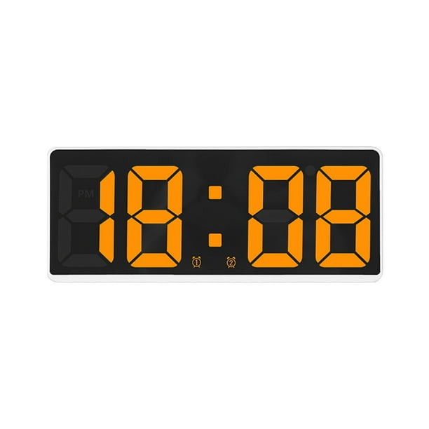 Pisexur - Reloj despertador digital para hombre, LED, pantalla digital grande, moderno, totalmente funcional, para escritorio, mesita de noche, estudio, cocina, marco blanco, electrónica para niños,