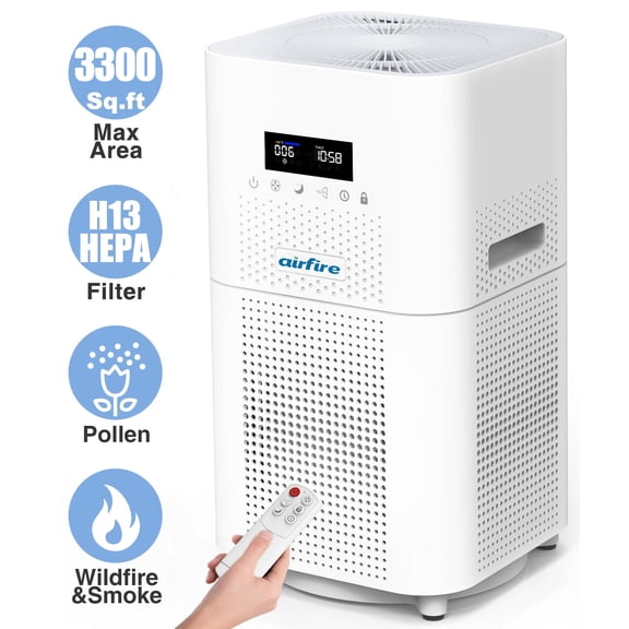 2026 New AIRFIRE HEPA Air Purifier for Large Rooms up to 3300 Sq.ft, Air Purifiers for Pet Dander&Odor, Dust, Pollen, Wildfire/Smoke, AP401, White