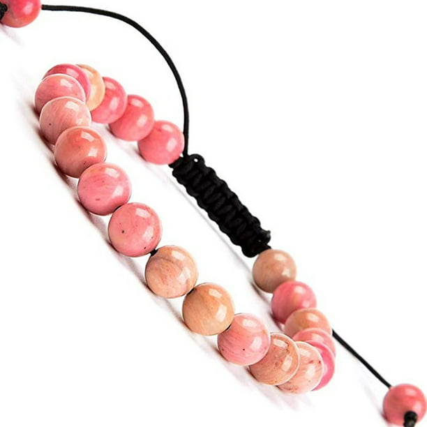 Pulseras de macramé ajustables unisex con cuentas de cristal de piedras preciosas de poder curativo natural de 8 mm Vhermosa LRWJ274-1