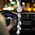 thumbnail image 2 of Ladies Car Rearview Mirror Pendant Crystal Ball Accessories (white) 1 Pieces, 2 of 5