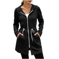 thumbnail image 5 of aohooy Cinch Waist Hoodie for Women Drawstring Full Zip Up Sweatshirts Jacket Fall Lightweight Long Sleeve Hooded Workout Jackets Black,S, 5 of 8