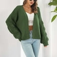 thumbnail image 5 of Lilgiuy Women's V- Neck Check Cardigan Sweater Long Sleeve Tops Army Green，8（L） Winter Fashion 2022, 5 of 5