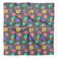 thumbnail image 1 of Bimba Gray Donut & Text Printed Pure Silk Scarf For Hair Neck Head Bandanas For Women 40 x 80 Inches, 1 of 6