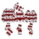 thumbnail image 4 of Conjunto de ropa de dormir navideña a juego para la familia, pijamas con estampado acanalado de manga larga y cuello redondo para padres e hijos, conjunto rojo gris para niños de 2 años, 4 of 6