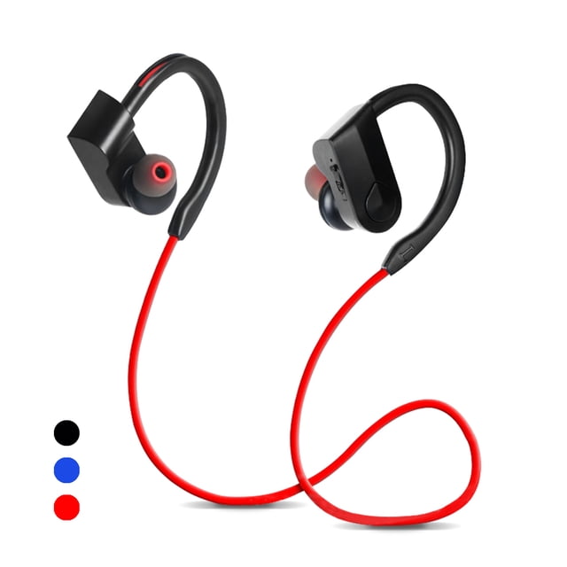 Inteprter Auricular Auricular inalámbrico en la oreja Auricular deportivo estéreo compatible con Bluetooth Auricular recargable, negro Cables de audio/vídeo Rojo