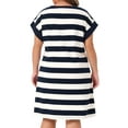 thumbnail image 4 of DARING DIVA Plus Size Tunic Short Sleeve Striped Casual t Shirt Dress 1X Blue, 4 of 7