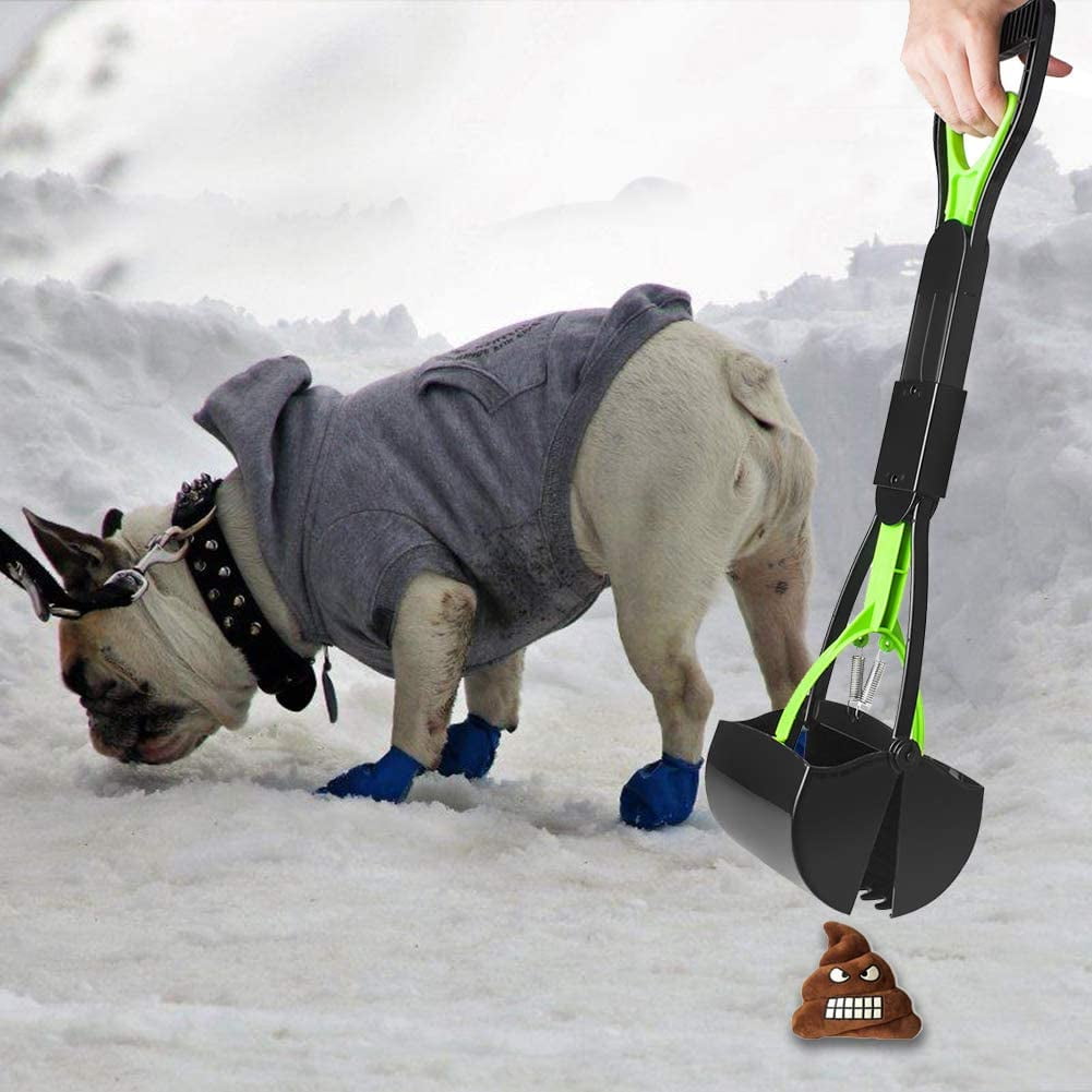 Waste Bags and Holder Included ZEENING Pet Pooper Scooper Long Handle Foldable Poop Scoop Shovel for Large & Small Dogs Waste Pick Up Jaw for All Surface 