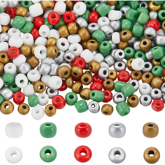 1 Box 200g 6/0 4mm Christmas Glass Beads Xmas Pony Beads Cute Red Green Seed Round Loose Spacer Bead Bulk