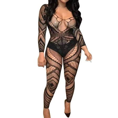 Midwennn Women Fashion Floral Lace Bodycons Sexy Lingerie Pantyhose Women Lace Bodysuit Lingerie Sexy Lingerie with Stockings plus Size Revealing Dresses for Women Sexy