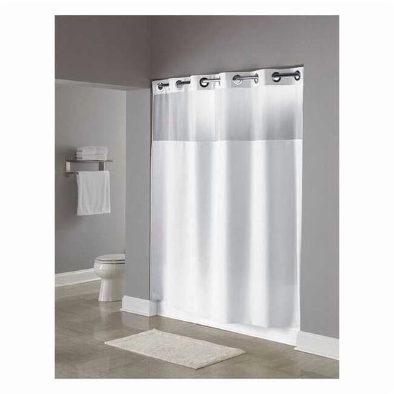 Hookless Shower Curtain, Polyester, White, 71 in W, 77 in L HBH49MYS01SL77AM
