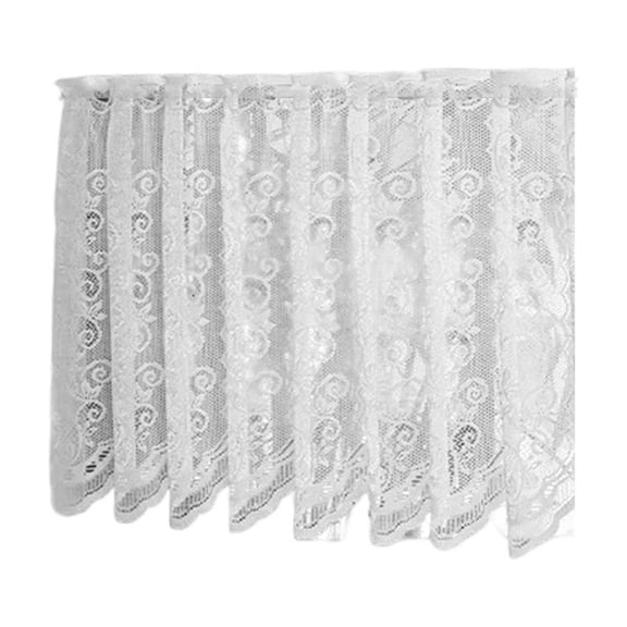 Tunhigl 29.13" / 39.37" x 23.62" White Floral Lace Tier Curtain, Semi-Sheer Polyester, Rod Pocket, for Kitchen & Café Decor