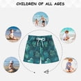 thumbnail image 6 of Teal Tropical Leaf Pattern Boys' Swim Trunks Beach Pool Shorts Quick Dry Soft Fabric Classic Fit, 6 of 8