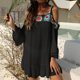 thumbnail image 4 of Puntoco Vestidos Mujer Elegante Verano Patchwork Peplum Sexy Slip fuera del hombro Vestido con cuello en V, 4 of 6