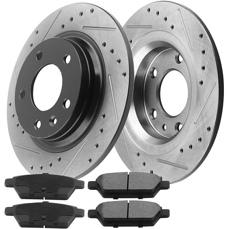 PR65087DSBMPR - Rear Drilled & Slotted Black Coated Disc Brake Rotors BlackShield