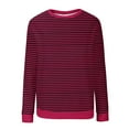 thumbnail image 4 of hotojiny Long Sleeve Sweatshirt for Women Casual Crew Neck Knit Pullover Tops Fall Fashion Striped Tunic Tops, 4 of 5