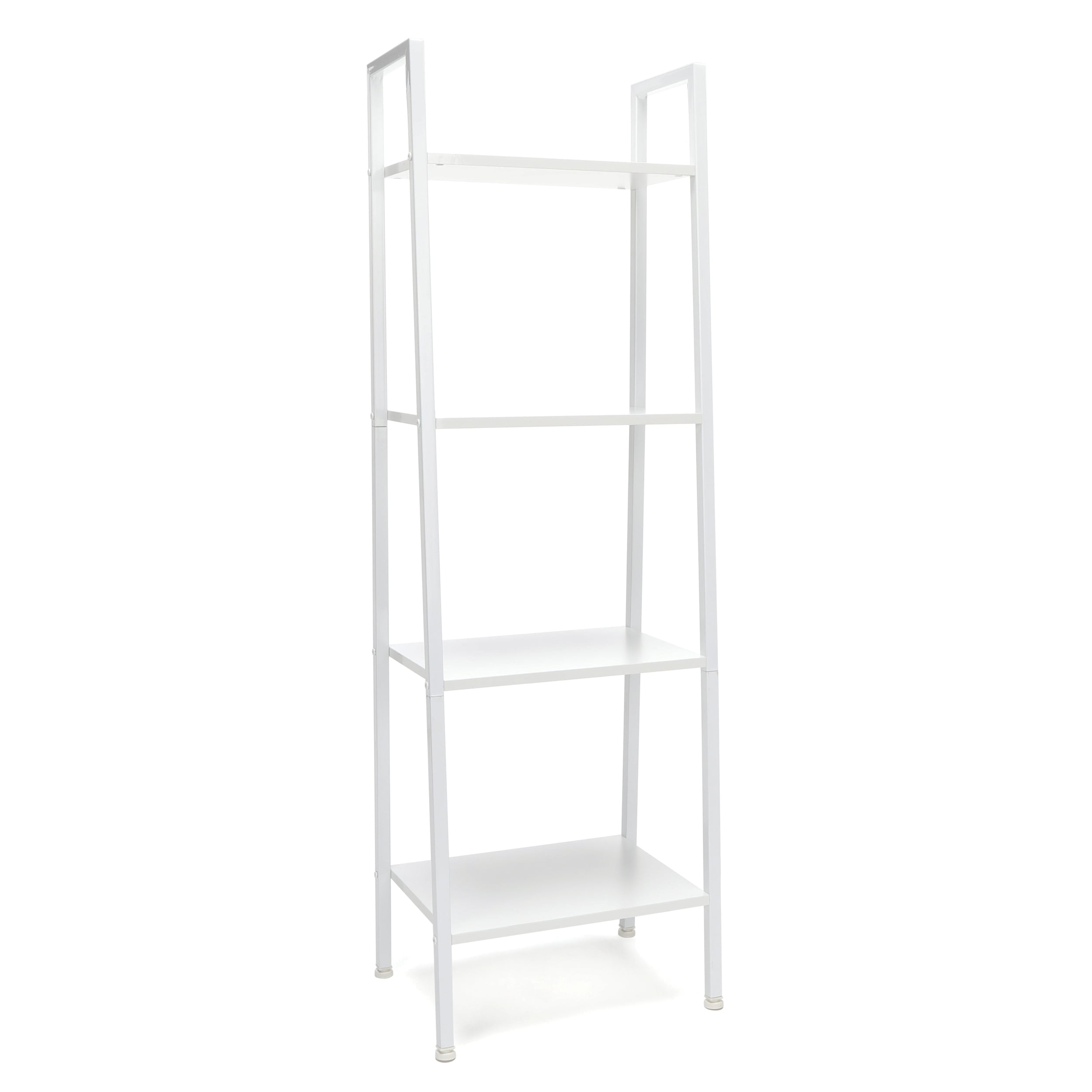 Essentials by OFM ESS1045 4Shelf Free Standing Ladder Bookshelf, White with White Frame