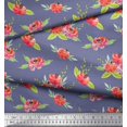 thumbnail image 3 of Soimoi Purple Heavy Canvas Fabric Leaves & Peony Floral Print Fabric by the Yard 58 Inch Wide, 3 of 3