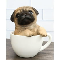 Realistic Adorable Pug Dog Teacup Statue 5.5" Tall Pet Pal Puppy Pugs Figurine