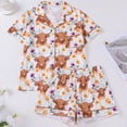 thumbnail image 2 of XIAONU Women's Shorts Pajama Set Highland Cow Short-Sleeve Shirt Soft Cute Casual Comfortable Sleep Wear Set, 2 of 9