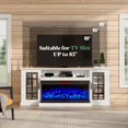 thumbnail image 4 of VanAcc 75" Fireplace TV Stand with 3-Sided Glass, Entertainment Center with Farmhouse Glass Door, TV Console Table for TVs up to 85"/Distressed White, 4 of 5