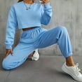 thumbnail image 4 of YUGYXL Womens 2 Piece Outfits Casual Crewneck Cropped Sweatshirt Lounge Jogger Pants Pullover Long Sleeve Sweatsuit Sets Sky Blue S, 4 of 8
