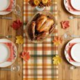 thumbnail image 4 of Orange Green Checked Cotton Linen Rectangle Table Runners 13"x48", Fall Thanksgiving Buffalo Plaid Coffee Table Runner Dresser Scarves Luxury Table Runners for Wedding Party Banquet Dinner Decor, 4 of 8