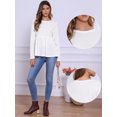 thumbnail image 2 of DARING DIVA Women's Waffle Knit Top Long Sleeve Babydoll Peplum Blouses XL White, 2 of 6