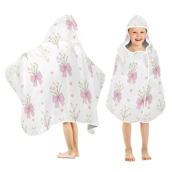 joogoo Flowers on Bows Kids Hooded Beach Towel Baby Bath Towel 23.5"x50"