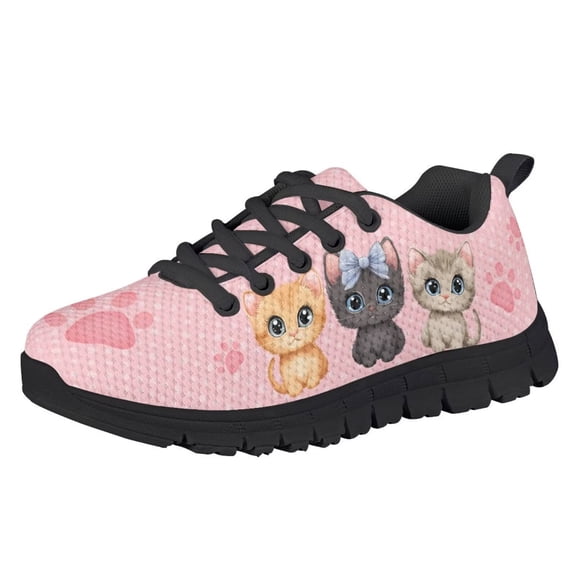 Chririnla Kids Cartoon Shoes Lace up Running Tennis Shoes for Girls Boys Cats Walking Shoes Lightweight Indoor Outdoor Sport Athletic Sneakers