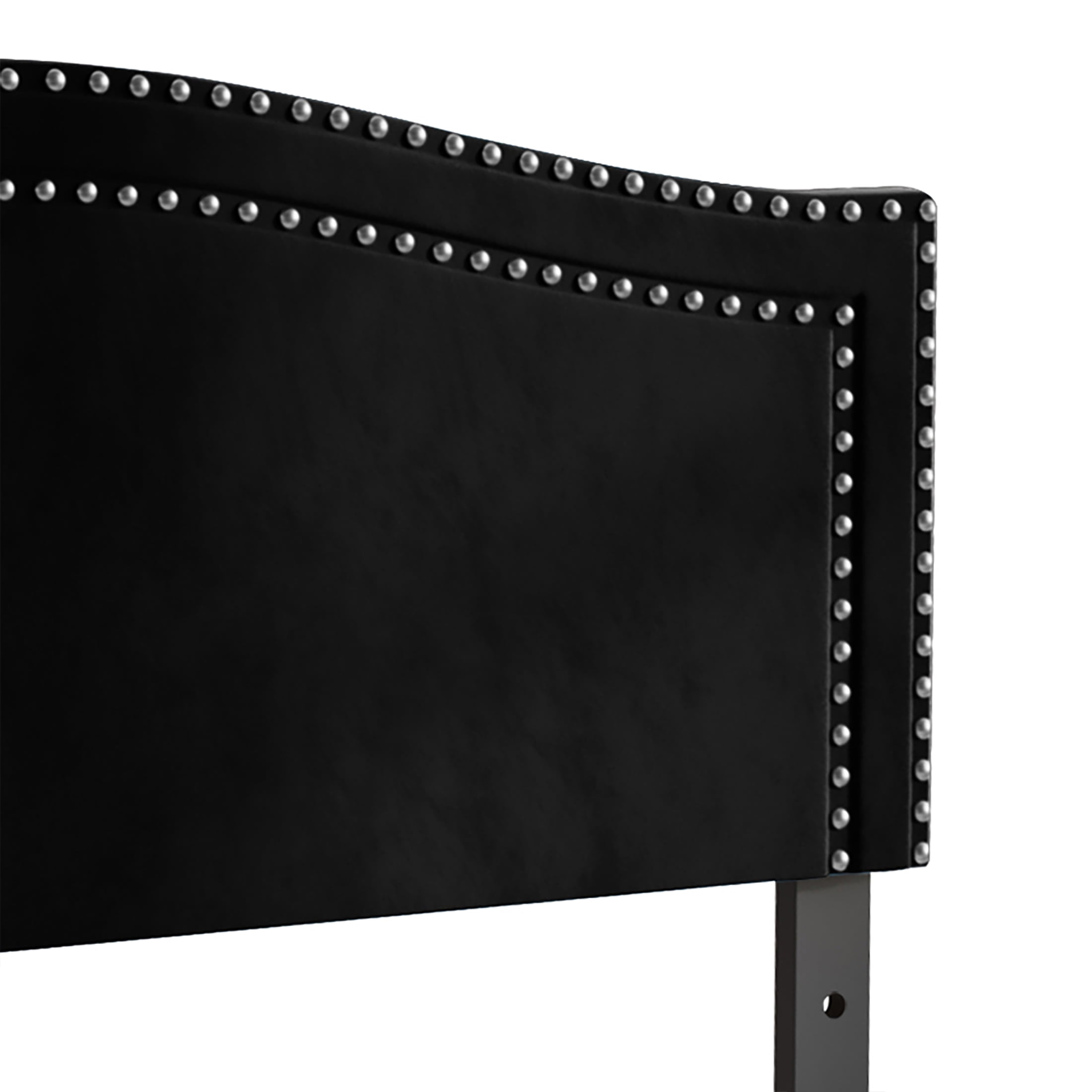 Castle Place Upholstered Nailhead Trimmed Headboard, Black Velvet, King