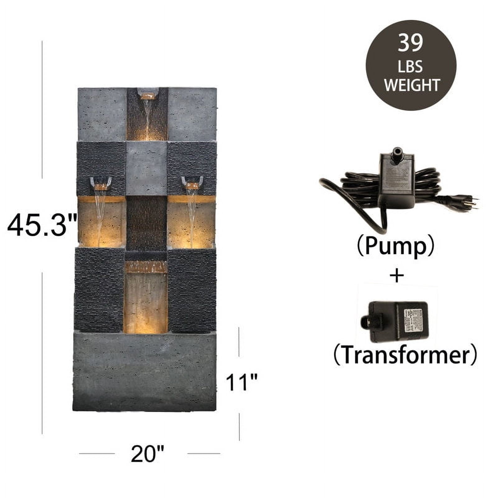 Outdoor Fountain 4 Tiered Modern Waterfall Fountains with LED Lights for Garden, Living Room, Patio, Home Decor