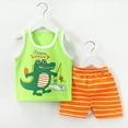 thumbnail image 2 of Uxgjfwu Toddler Boy Summer Outfits Cute Printed Sleeveless Tank Top and Shorts Set Summer Clothes, Sizes 3M-5T,Green, 2 of 3