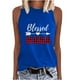 thumbnail image 2 of Fiudx Liquidación de Ahorros de Verano Moda Mujer Impresión Cuello Redondo Sin Mangas Bloque Túnica Camisetas, 2 of 5