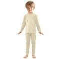 thumbnail image 3 of joogoo Beige 2 Piece Long Sleeve Tee and Pants Cotton Pajama Set 3T, 3 of 7