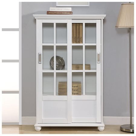 Altra 9448096 Bookcase With Sliding Glass Doors White Walmart