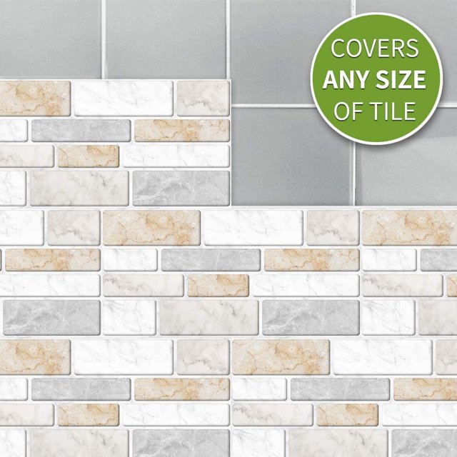 27 pegatinas decorativas rectangulares para azulejos de ba?o y cocina, patrón de mármol clásico, decoración adhesiva 3D impermeable (mármol amarillo cálido) ZefeiWu 1327533573412