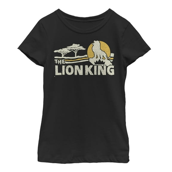 Girl's Lion King Vintage Pride Lands Graphic Tee Black X Large