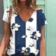 thumbnail image 2 of Moda Mujer Cuello en V Manga corta Impresión Jersey Blusas sueltas Tops Camiseta, 2 of 4