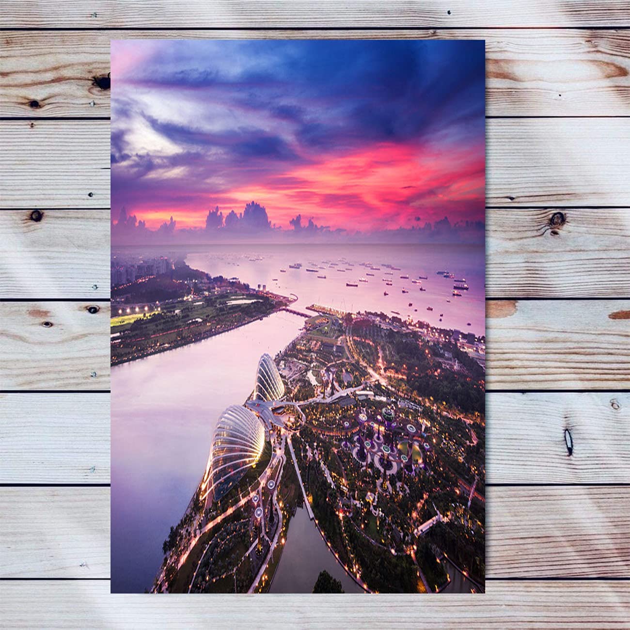 City Sunset City Scenery Canvas Wall Art Artwork Wooden Frame Painting