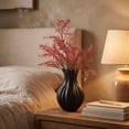thumbnail image 4 of MMJ Fluted Ceramic Vase Set of 2 Matte Black White Table Centerpiece Home Decor 8.27x5.12x5.12in With Leaves, 4 of 7