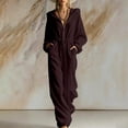thumbnail image 2 of Edvintorg Casual Jumpsuits for Women Plus Size Fashion Fleece Long Sleeve Hooded Zip up Jumpsuit with Wide Leg Pant One Piece Women's Clothing S-3XL Wine, 2 of 7
